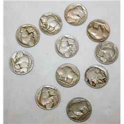 Lot of 10 Buffalo Nickels