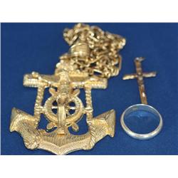 Gold Plated Religious Chain W/Pendants