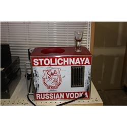 Russian Vodka Machine With A Box Of Shot Glasses