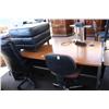 Image 1 : Large Office Desk, 2 Office Chairs, Lamp, Bench