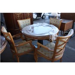 3' Round Wood Table With 4 Matching Chairs