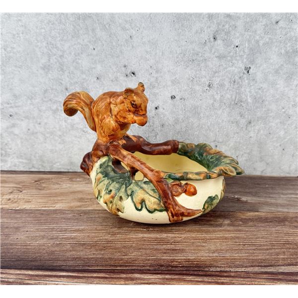 Weller Pottery Woodcraft Squirrel Nut Dish