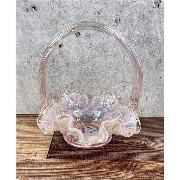Fenton Glass 95th Opalescent Pink Basket