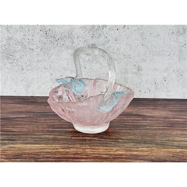 Nicolas Lutz Hand Blown Art Glass Basket