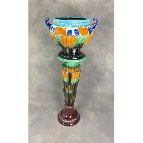 Majolica Jardiniere & Pedestal