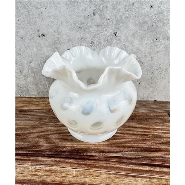 Fenton Glass French Coin Dot Opalescent Vase