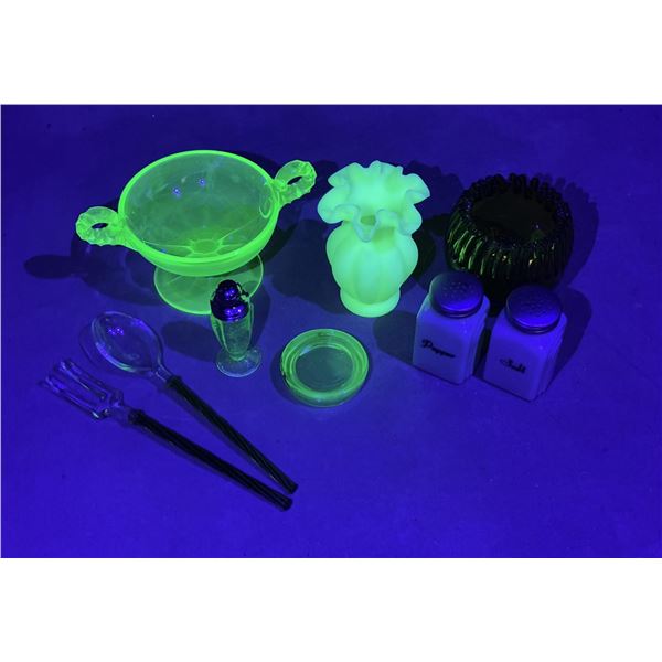 Group Of Depression Uranium Glass