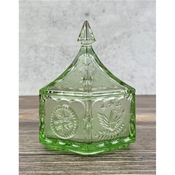 Tiara Indiana Glass Eagle & Star Lidded Dish