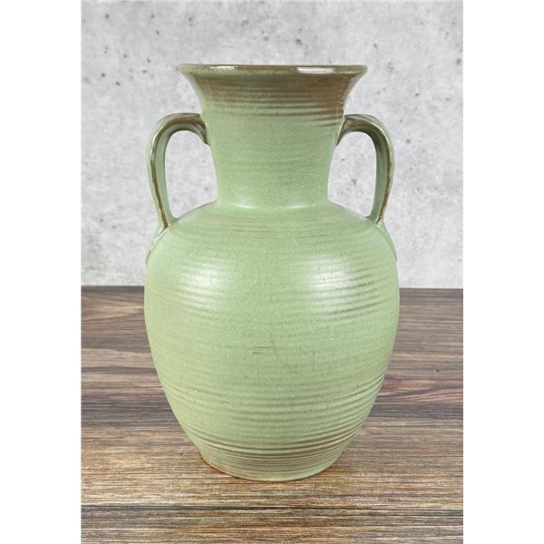 Frankoma Leaf Handle Ribbed Vase