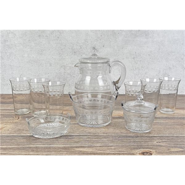 Etched Crystal Iced Tea Set