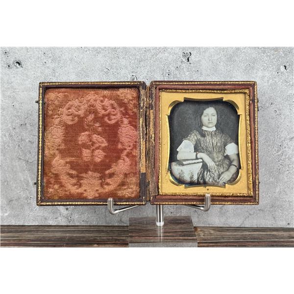Antique Daguerreotype Photo Woman with Book