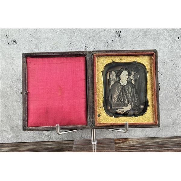 Antique Daguerreotype Photo Woman Holding Book