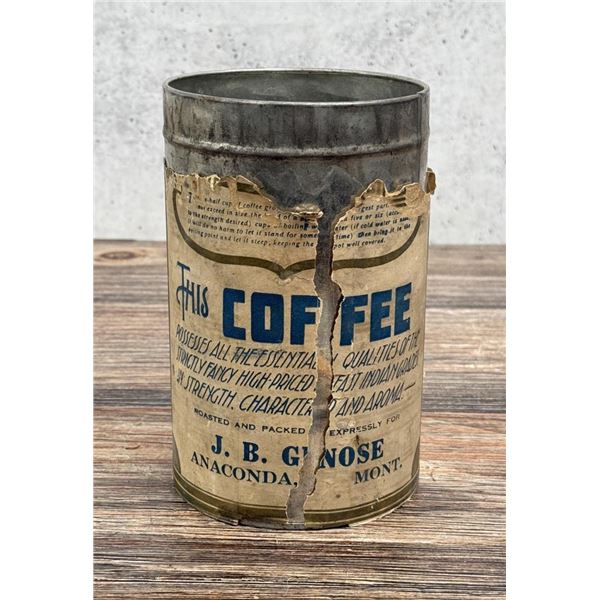J.B. Gnose Best Coffee Tin Anaconda Montana
