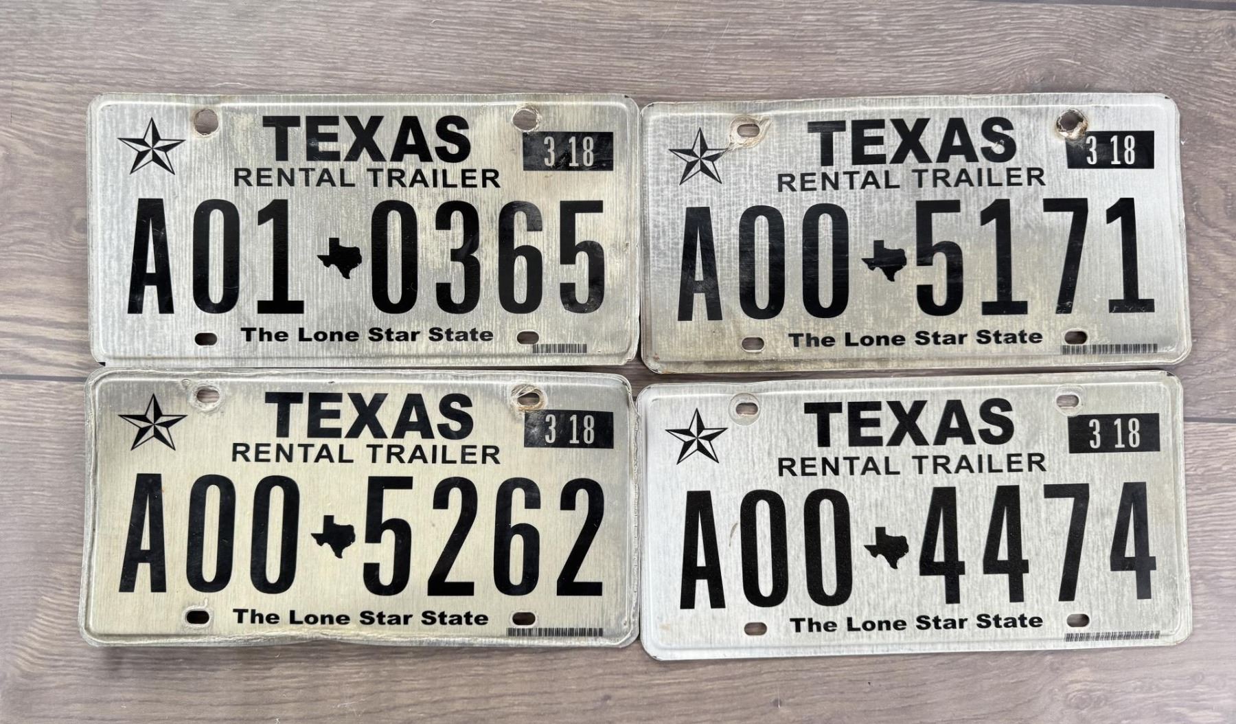 Collection of Texas Rental Trailer License Plates
