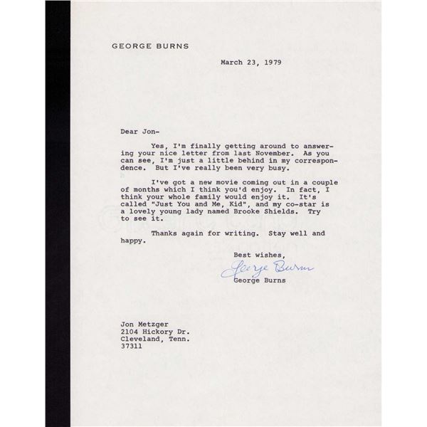George Burns signed letter