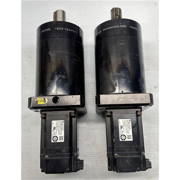 (2) Yaskawa #SGMJV-04A3A61 AC Servo Motors w/#PE090 Drive Planetary Gearbox