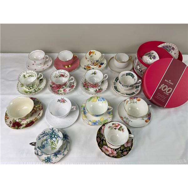 Assortment of China Cups & Saucers