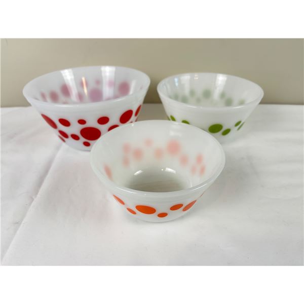 Set of Three - Federal Glass Polka Dot Mixing Bowls