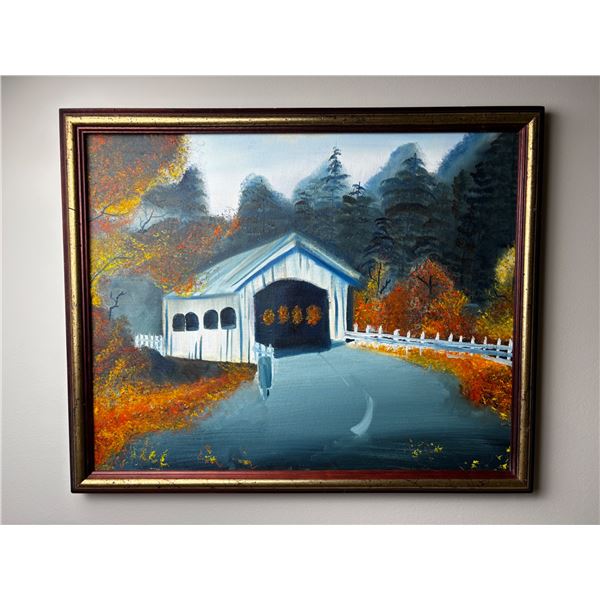 Forested Bridge Painting