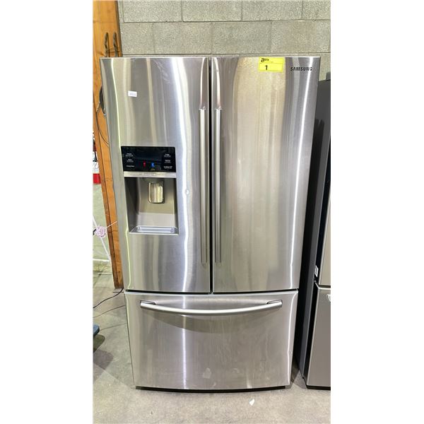 SAMSUNG STAINLESS STEEL FRENCH DOOR FRIDGE WITH ROLLOUT FREEZER & WATER/ICE DISPENSER 36"W