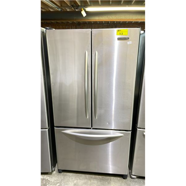 KITCHENAID STAINLESS STEEL FRENCH DOOR FRIDGE WITH ROLLOUT FREEZER 35.5"W