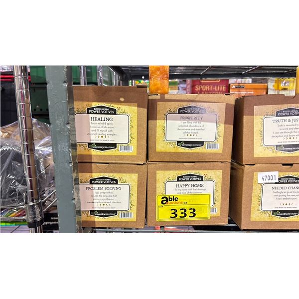 4 BOXES OF ASSORTED BLESSED HERBAL POWER VOTIVES CANDLES