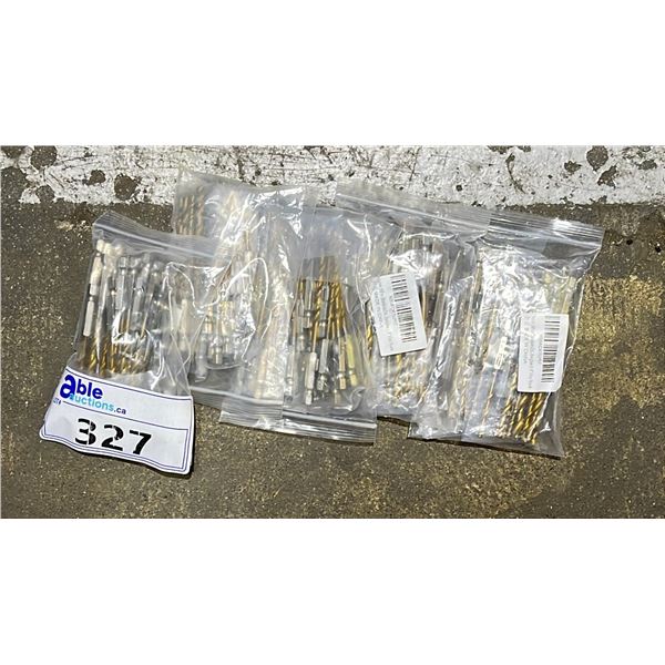 FIVE PACKS OF 1/4" HEX SHANK DRILL BITS