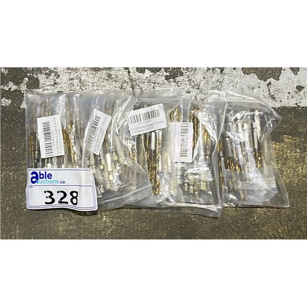 FIVE PACKS OF 1/4" HEX SHANK DRILL BITS