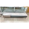 Image 2 : 3 DRAWER BENCH WITH MARBLE LOOK TOP - 79"W X 16"D X 16"H *TOP HAS CRACK/MISSING PLATE*