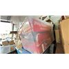 Image 2 : PALLET OF HOME GOODS - CHRISTMAS TREE, HEATER, CHRISTMAS DECOR, STORAGE BINS, MICROWAVE & MORE