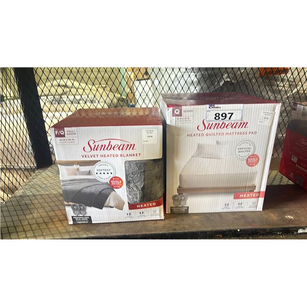 SUNBEAM FULL/QUEEN HEATED BLANKET & SUNBEAM QUEEN HEATED MATTRESS PAD