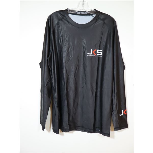 CHANDAIL À MANCHES LONGUES-HOMMES-NOIR 85% POLY-15% SPANDEX LOGO JKS / MMA GR 3XL