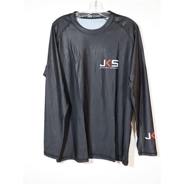 CHANDAIL À MANCHES LONGUES-HOMMES-NOIR 85% POLY-15% SPANDEX LOGO JKS / MMA GR 2XL