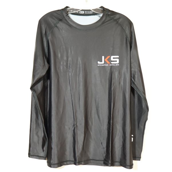 CHANDAIL À MANCHES LONGUES-HOMMES-NOIR 85% POLY-15% SPANDEX LOGO JKS / MMA GR XL