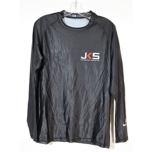CHANDAIL À MANCHES LONGUES-HOMMES-NOIR 85% POLY-15% SPANDEX LOGO JKS / MMA GR L