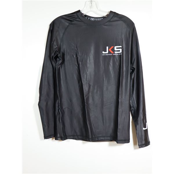 CHANDAIL À MANCHES LONGUES-HOMMES-NOIR 85% POLY-15% SPANDEX LOGO JKS / MMA GR M