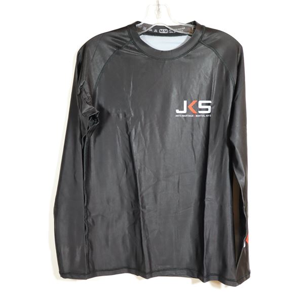 CHANDAIL À MANCHES LONGUES-HOMMES-NOIR 85% POLY-15% SPANDEX LOGO JKS / MMA GR M