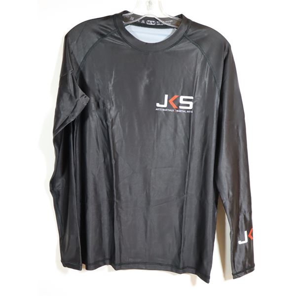 CHANDAIL À MANCHES LONGUES-HOMMES-NOIR 85% POLY-15% SPANDEX LOGO JKS / MMA GR M
