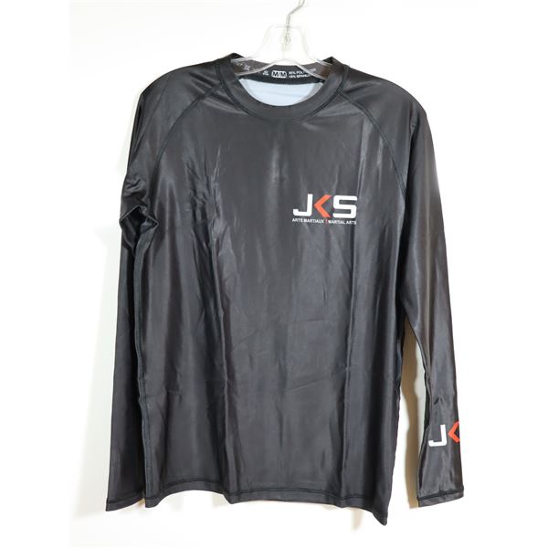 CHANDAIL À MANCHES LONGUES-HOMMES-NOIR 85% POLY-15% SPANDEX LOGO JKS / MMA GR M