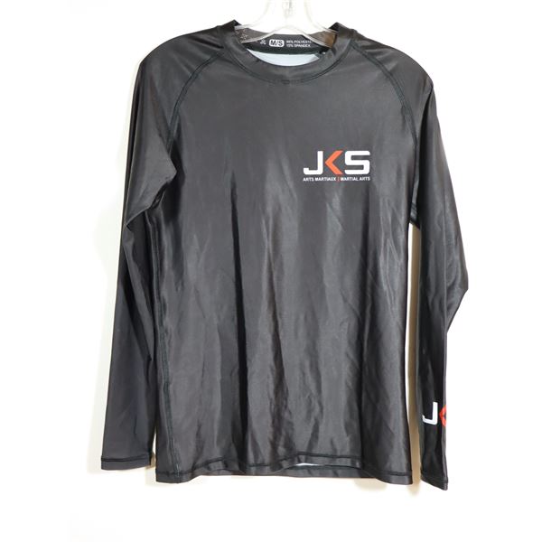 CHANDAIL À MANCHES LONGUES-HOMMES-NOIR 85% POLY-15% SPANDEX LOGO JKS / MMA GR S