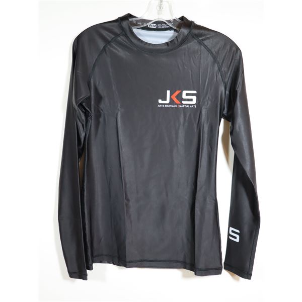 CHANDAIL À MANCHES LONGUES-FEMMES-NOIR 85% POLY-15% SPANDEX LOGO JKS / MMA GR M