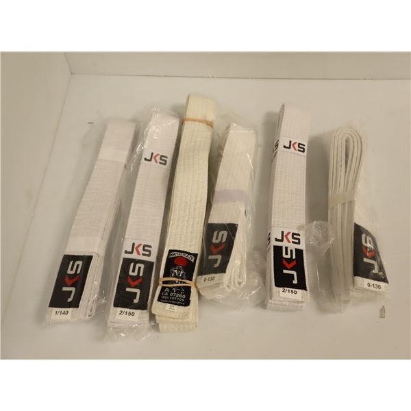 LOT DE 6 CEINTURE (KARATE GOJU IOGKF) LOGO JKS BLANC JR GR ASST