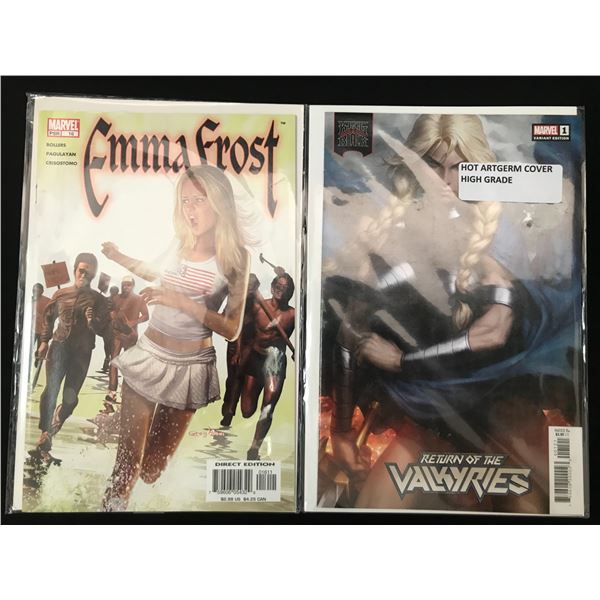 LOT OF 2 MARVEL COMICS - EMMA FROST AND RETURN OF THE VALKYRIES
