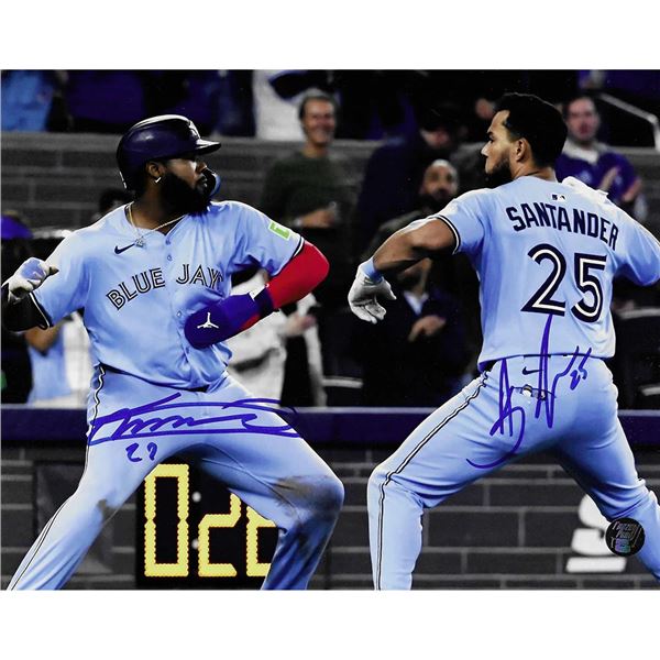 VLADIMIR GUERERRO JR AND ANTHONY SANTANDER SIGNED 8X10 PHOTO FROZEN POND COA