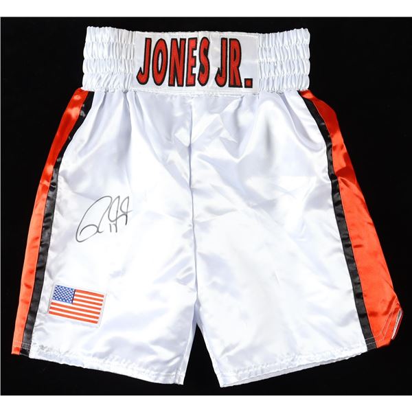 ROY JONES JR SIGNED BOXING TRUNKS JSA COA)