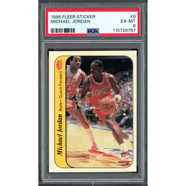 1986 FLEER MICHAEL JORDAN ROOKIE STICKER (PSA 6) - PSA GRADE 6