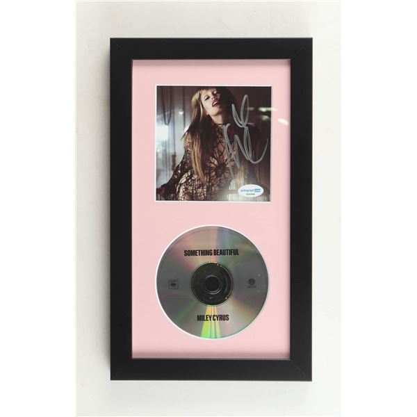 MILEY CYRUS SIGNED, MATTED AND FRAMED CD AND COVER AUTOGRAPH COA