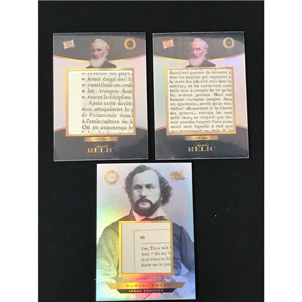 LOT OF 3 AUTHENTICS RELIC TRADING CARDS