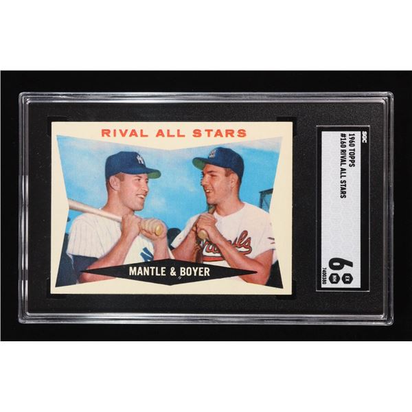 1960 TOPPS RIVALS ALL STARS TRADING CARD MANTLE & BOYER SGC GRADE 6