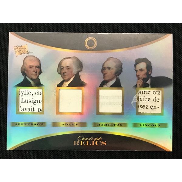 2024 PIECES OF THE PAST NO.192 JEFFERSON.ADAMS,HAMILTON AND LINCOLN AUTHENTIC RELIC